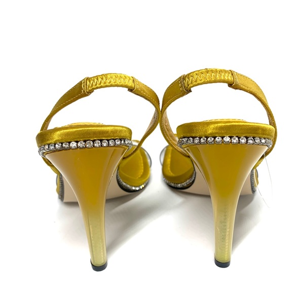 Good American Yellow Crush Slingback Rhinestone Lucite Sandals - Picture 8 of 9